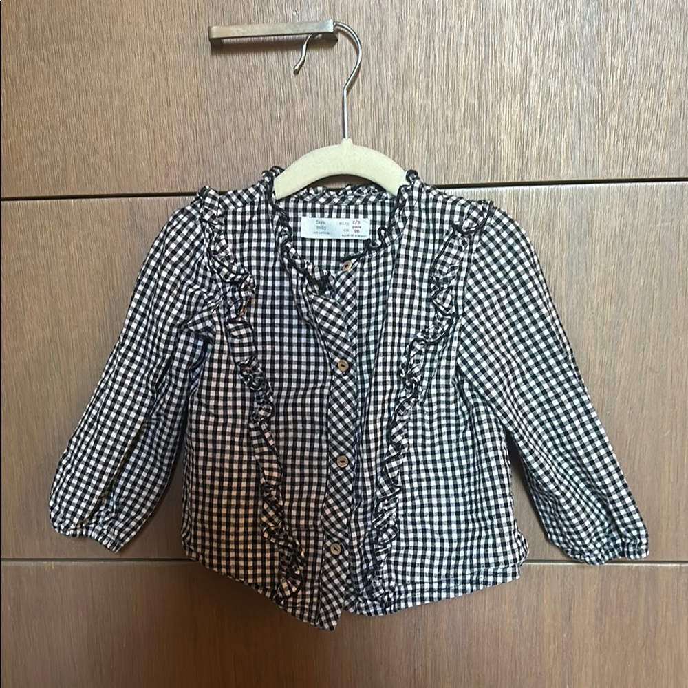 Zara Kids Gingham Ruffle Blazer